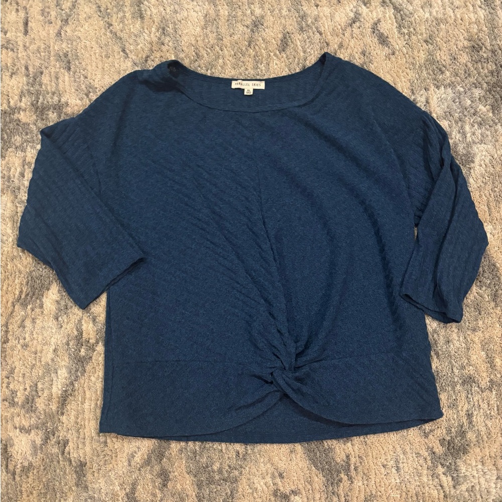 Elegant Navy Twist Front Blouse